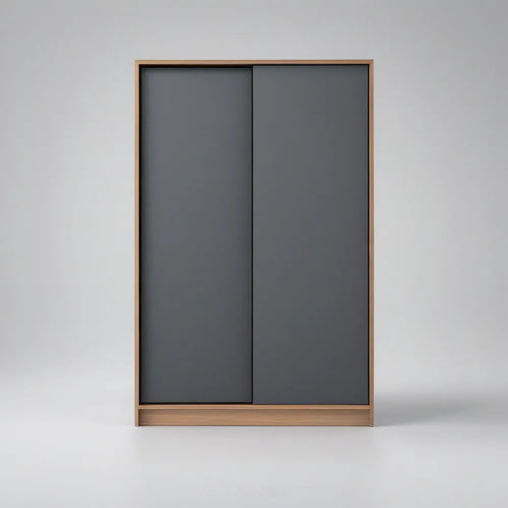 Šatní skříň se 2 posuvnými dveřmi, 120 × 60 × 200 cm, antracitová šedá/přírodní dub