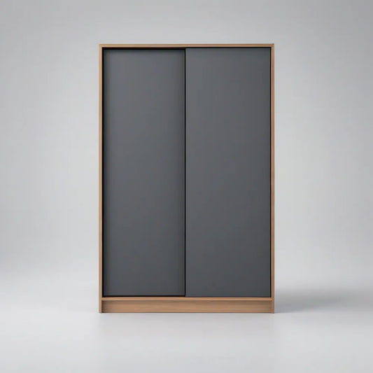 Šatní skříň se 2 posuvnými dveřmi, 120 × 60 × 200 cm, antracitová šedá/přírodní dub